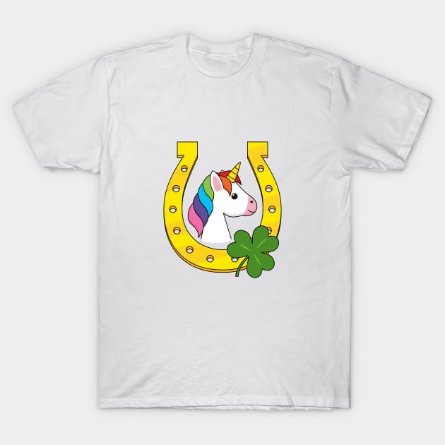 Cute Unicorn on St Patrick's Day T-Shirt by BirdAtWork